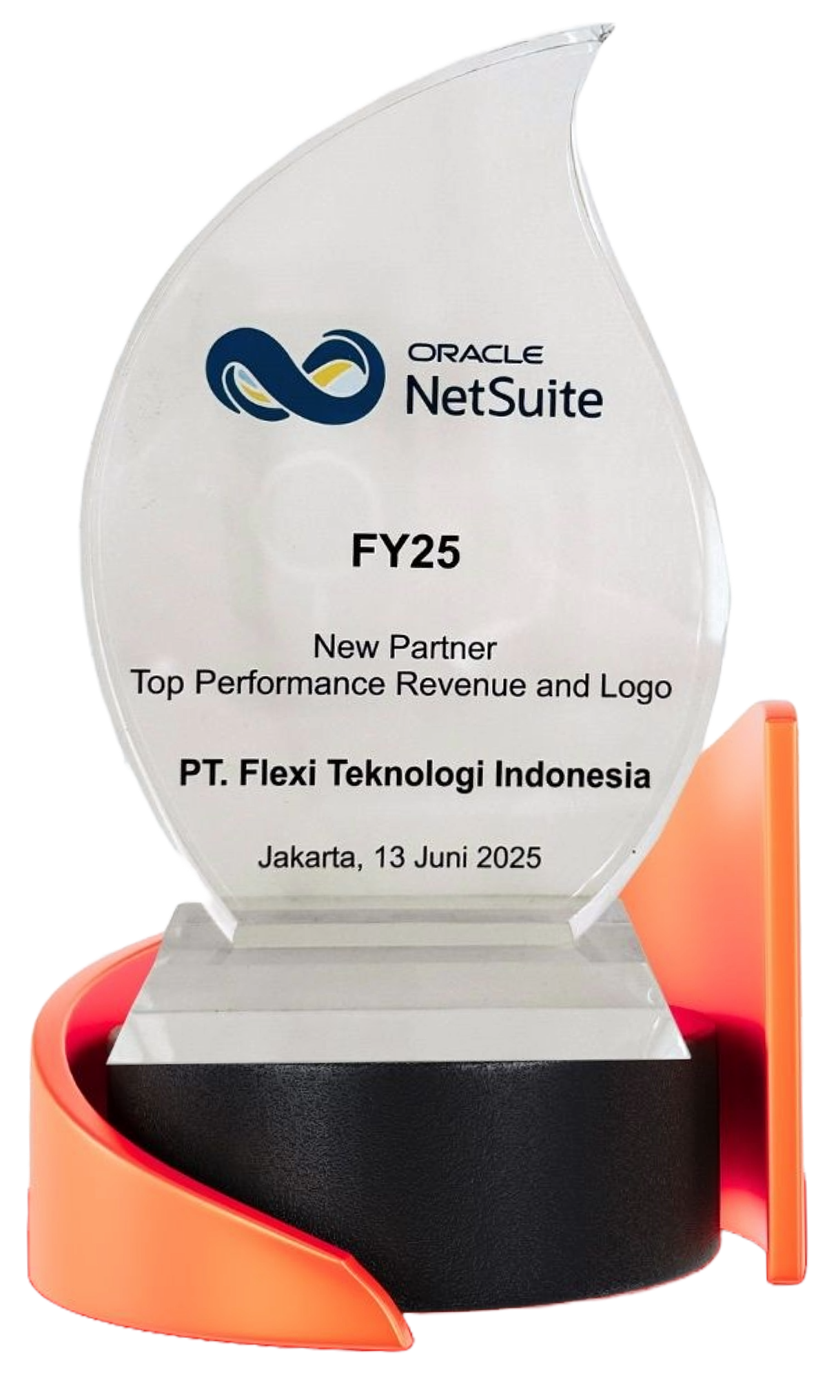 Oracle NetSuite<br></br>FY 25 Indonesia New Partner Top Performance<br></br>Revenue & Logo trophy